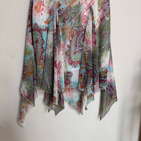 S.L. Fashions Gray and Pink Asymmetrical Strapless Sundress - Picture 6 of 10